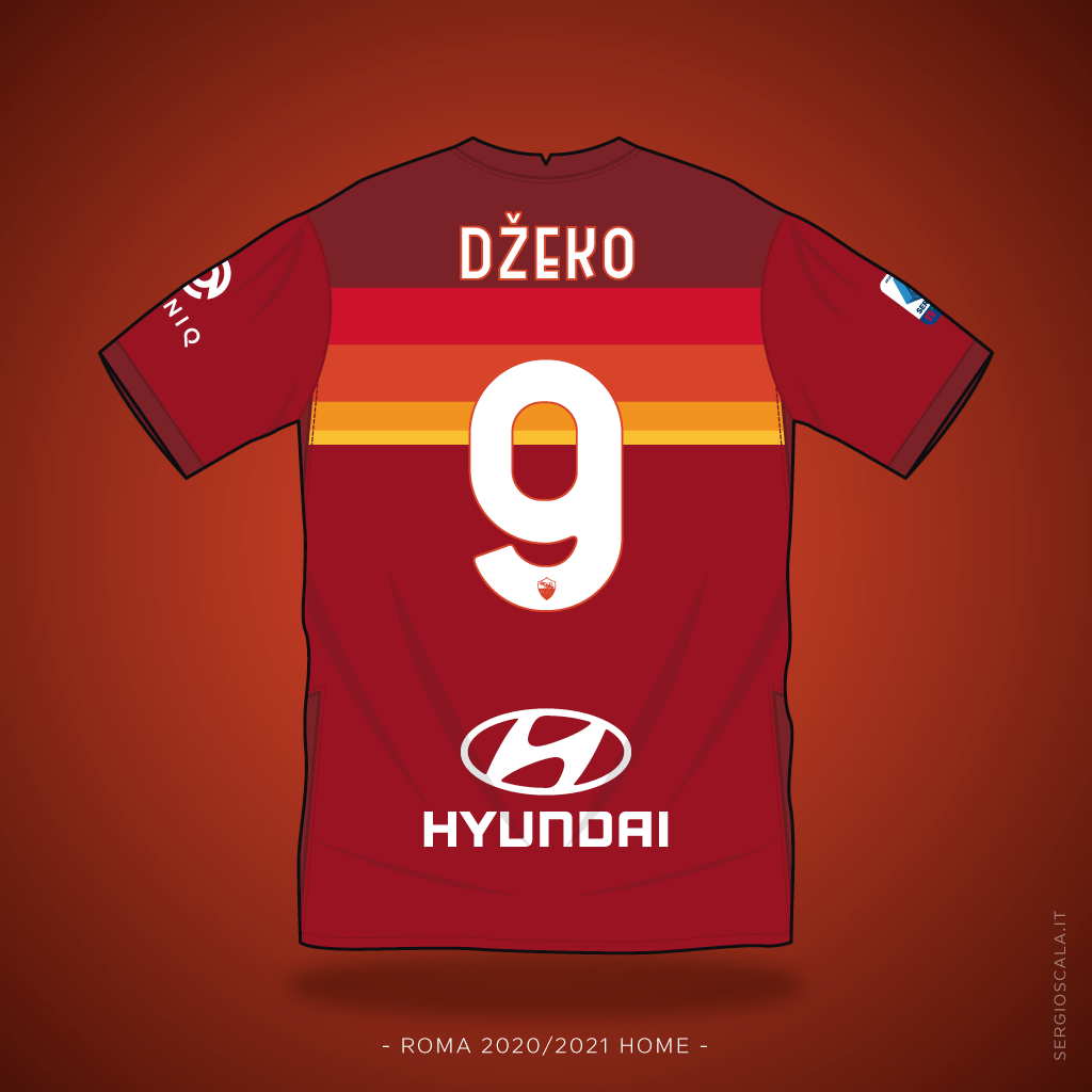 Vector illustration of Roma 2020 2021 home shirt by Nike