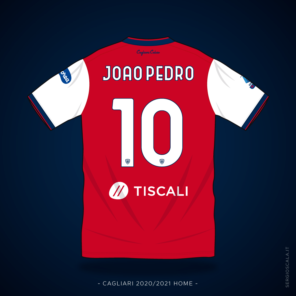 Vector illustration of Cagliari 2020 2021 home shirt by Adidas