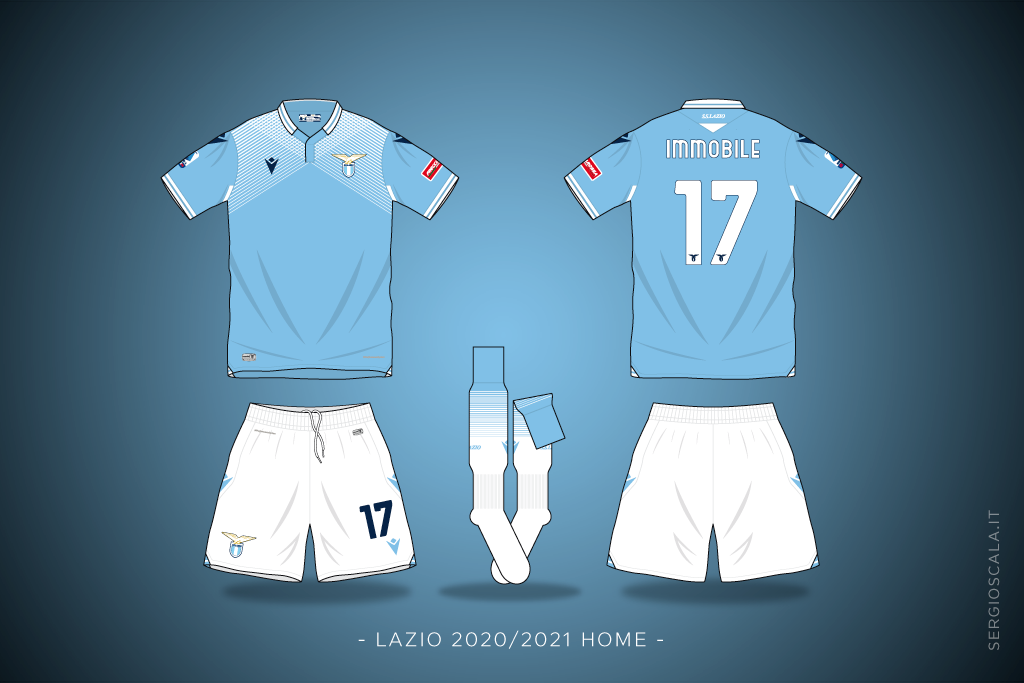 Vector illustration of Lazio 2020 2021 home shirt by Macron