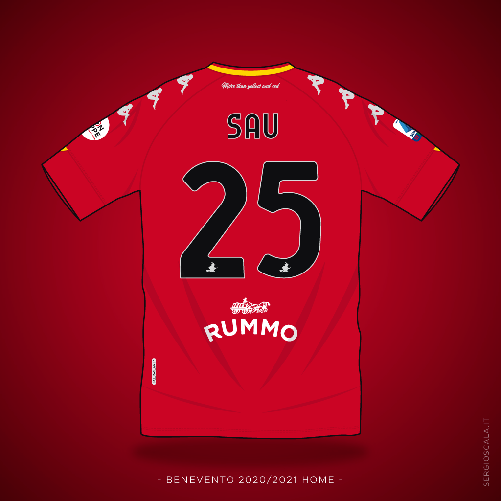 Illustration of Benevento 2020 2021 home shirt by Kappa