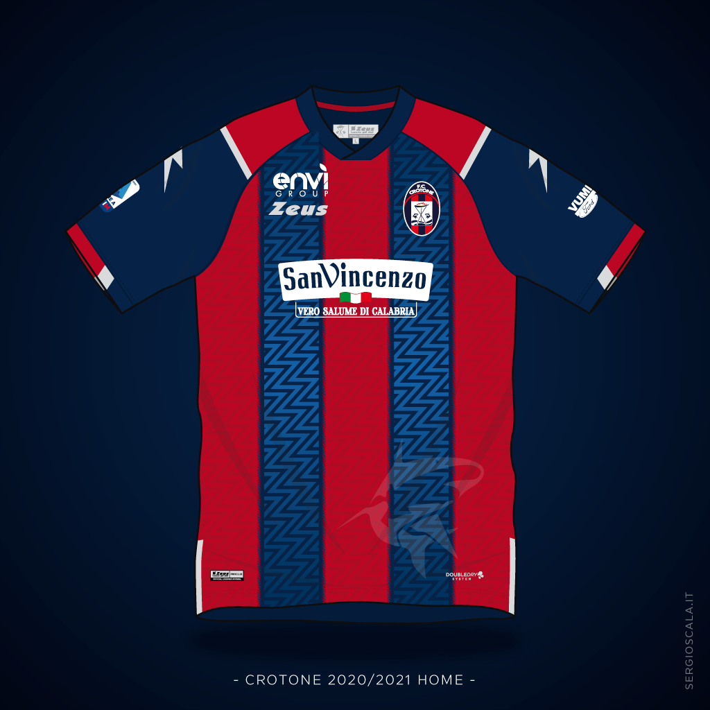 Vector illustration of Crotone 2020 2021 home shirt by Zeus