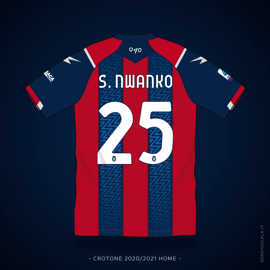 Vector illustration of Crotone 2020 2021 home shirt by Zeus