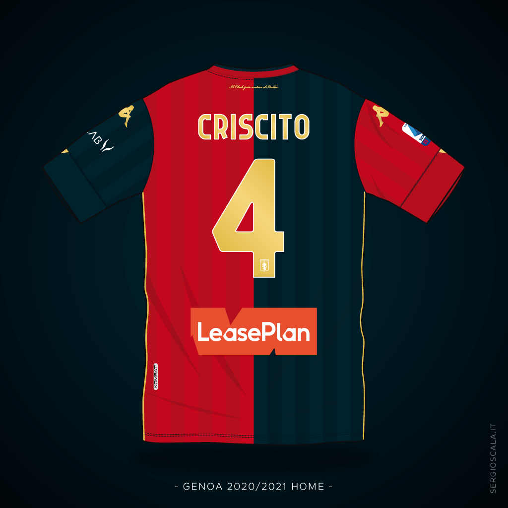 Vector illustration of Genoa 2020 2021 home shirt by Kappa