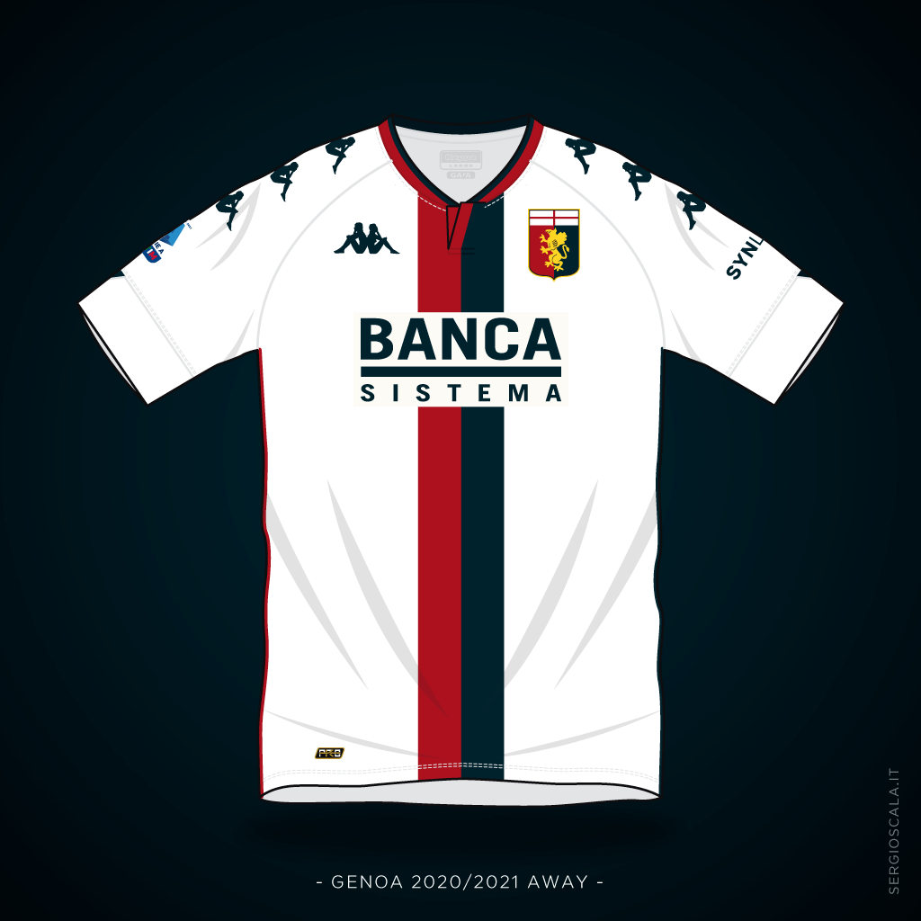 Vector illustration of Genoa 2020 2021 away shirt by Kappa