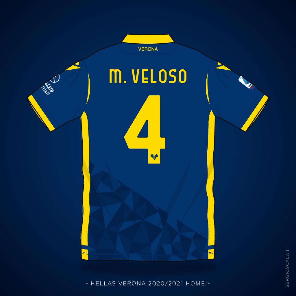 Vector illustration of Hellas Verona 2020 2021 home shirt by Macron