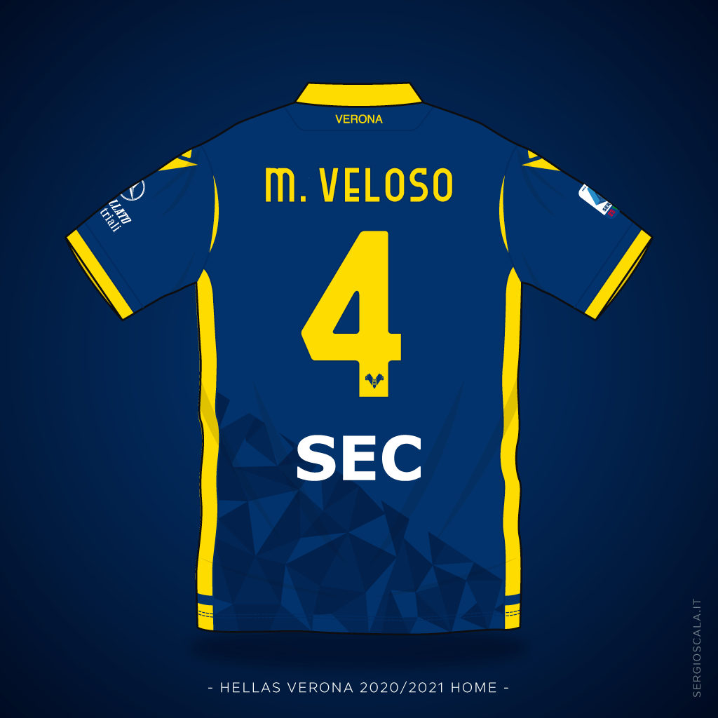 Vector illustration of Hellas Verona 2020 2021 home shirt by Macron