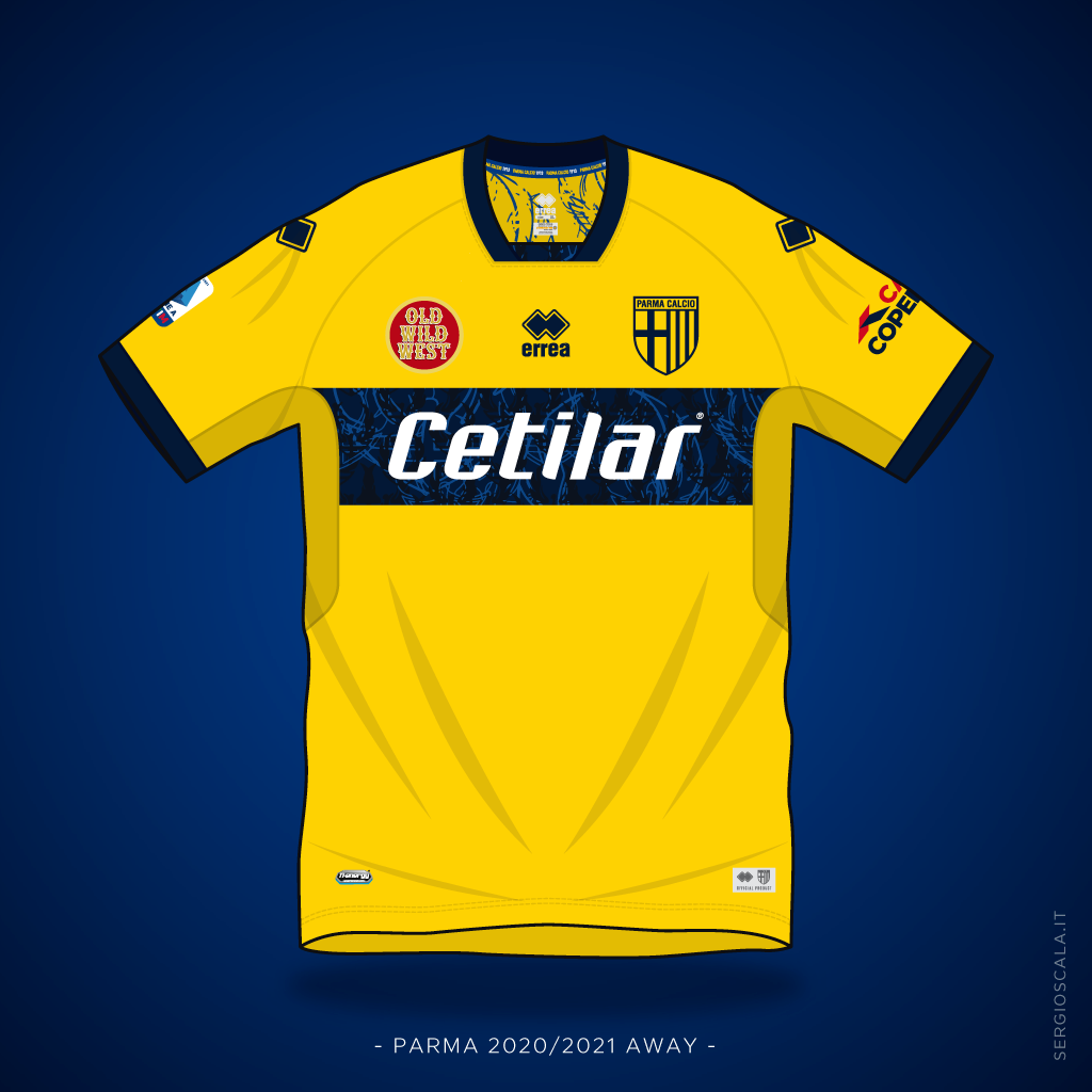 Vector illustration of Parma 2020 2021 away shirt by Errea