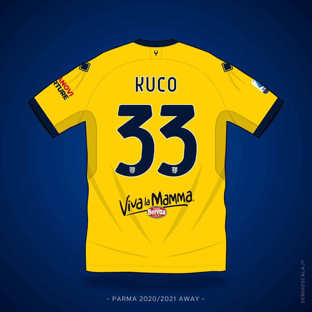 Vector illustration of Parma 2020 2021 away shirt by Errea