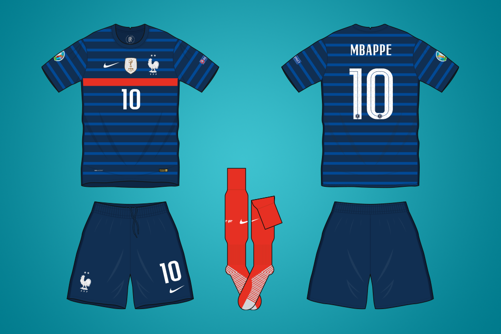 Vector illustration of France 2020 home shirt by Nike