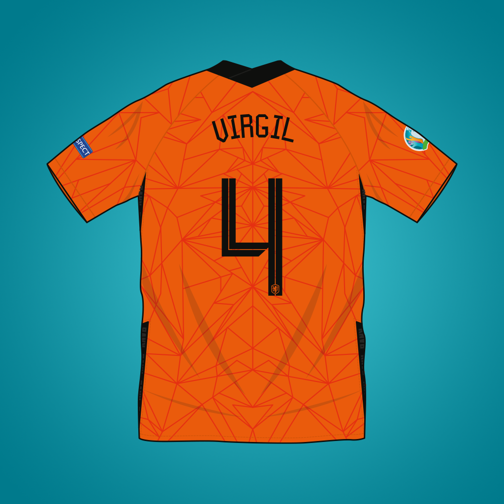 Vector illustration of Netherlands 2020 home shirt by Nike