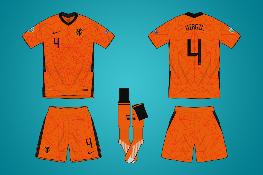 Vector illustration of Netherlands 2020 home shirt by Nike